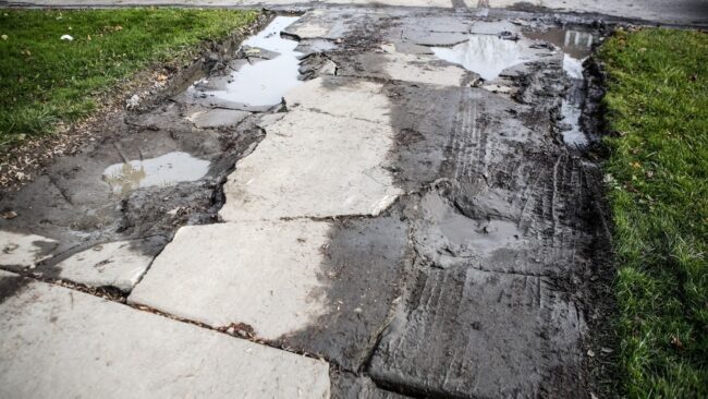 old and cracked driveway